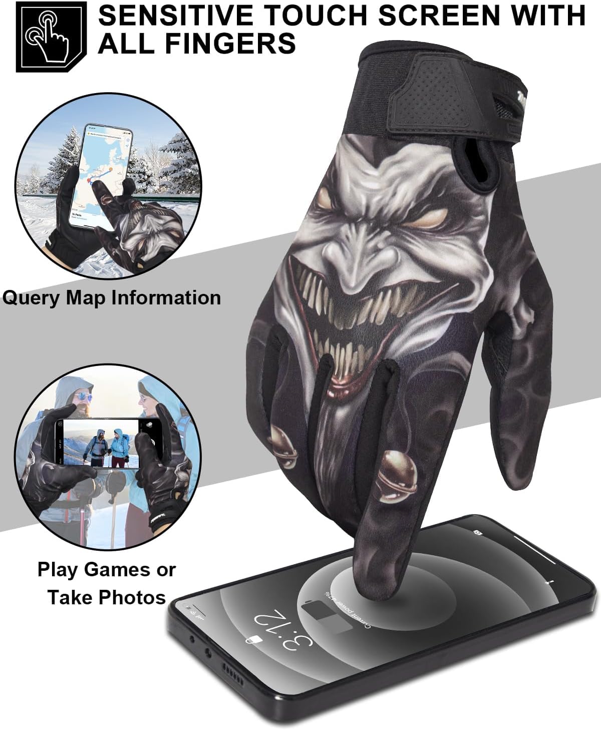 RIGWARL 10F°- 50F°Upgraded Winter Gloves Warm Waterproof, Thermal Cotton Cycling Gloves for Men Women with Touch Screen, Cold Weather Drving Gloves for Runing Camping Hiking Bike Walking Skiing Snow