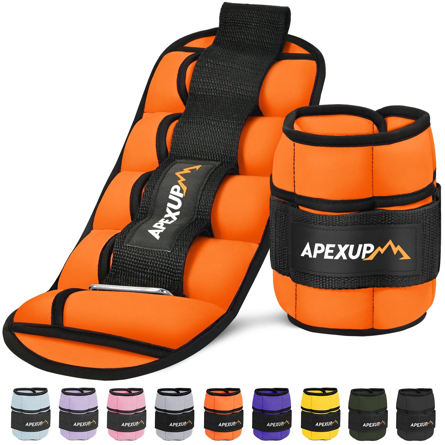APEXUP Adjustable Ankle Weights for Women and Men, Modularized Leg Weight Straps for Yoga, Walking, Running, Aerobics, Gym (2-10 lbs, Orange)