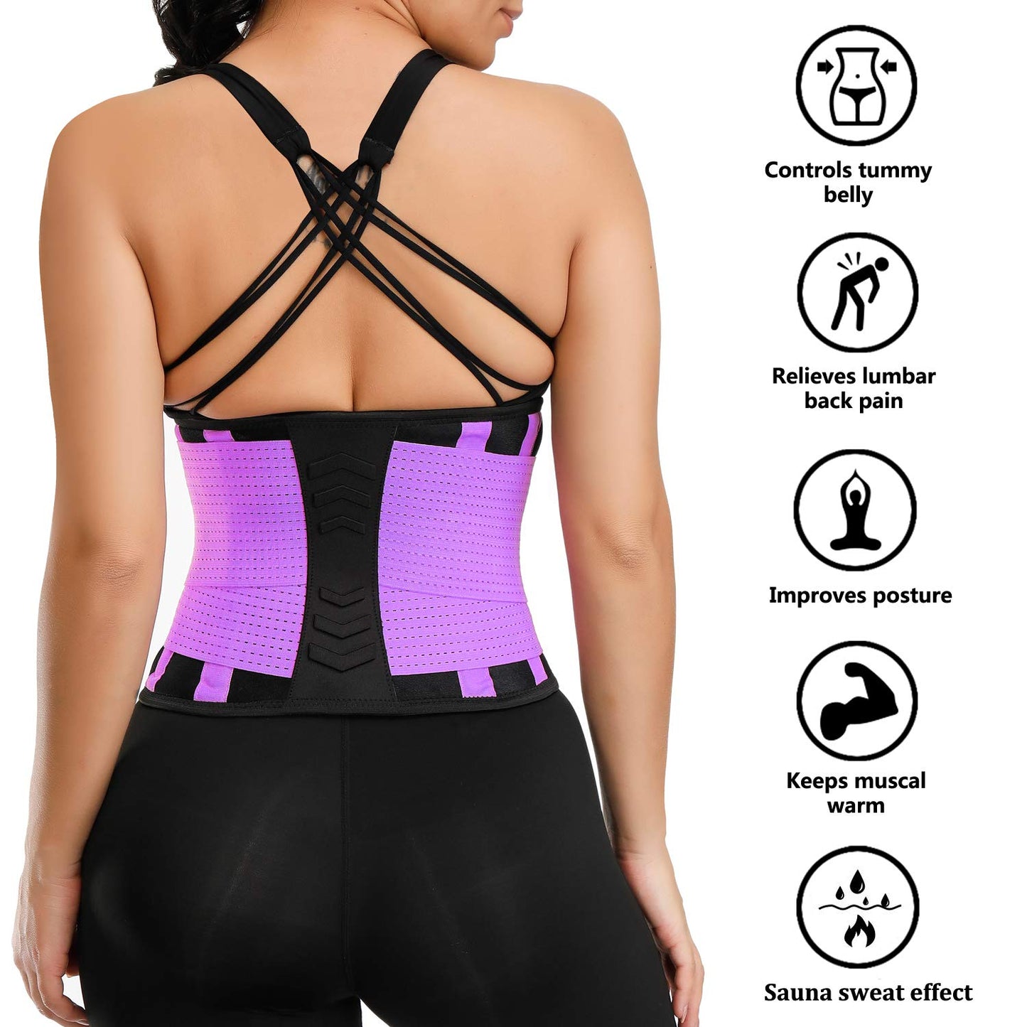 VENUZOR Waist Trainer Belt for Women - Waist Cincher Trimmer - Slimming Body Shaper Belt - Sport Girdle Belt (UP Graded)(Purple,S)