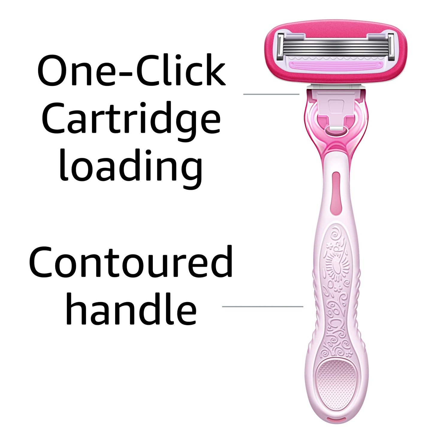 Amazon Basics Women's 5 Blade FITS Razor for Women, FITS Amazon Basics FITS Handle and Venus Handles, Includes 1 FITS Handle, 2 Cartridges & 1 Shower Hanger