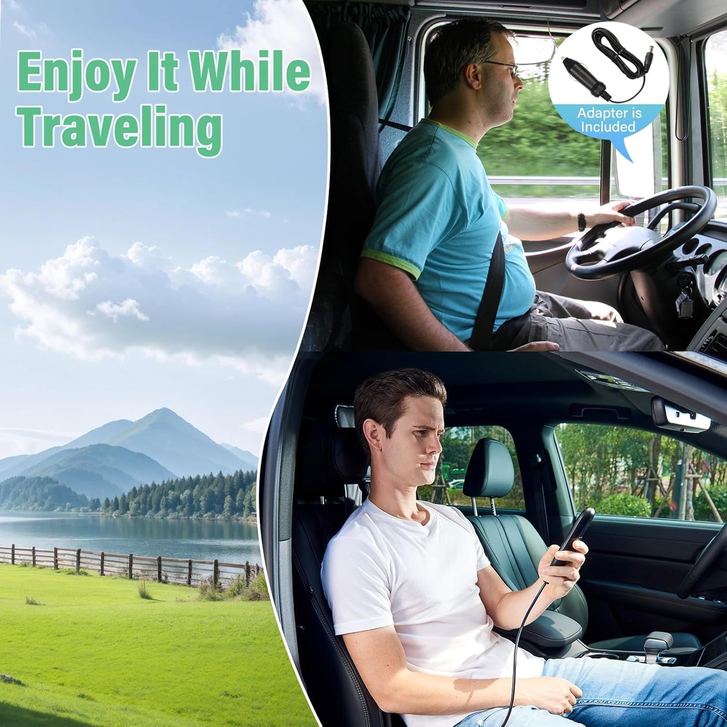 Back Massager with Heat & Traction & Vibration, Seat Massager Pad for Pain Relief Deep Tissue, Lumbar Traction, PU Leather, Foldable, for 5’ to 6’1”, Massage Chair Pad for Office Home