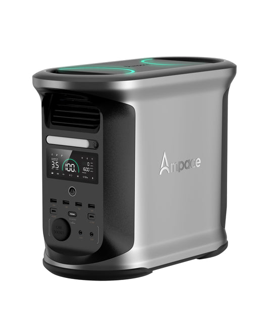 AMPACE Portable Power Station Andes 1500, Full Charge in 55 Min, 1462Wh LiFePO4 Battery, 2400W (Peak 3600W) Solar Generator for Home Backup, Power Outages, Camping & RVs(Solar Panel Optional)