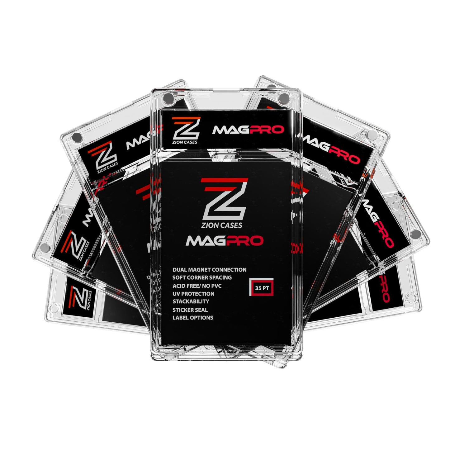 Zion Cases MagPro 35PT Magnetic Card Holder; Duel Magnet Card Case for Secure Holding Strength to Guard Against Unintentional Openings; includes 25 Magnetic Trading Card Case; (25 Pack)