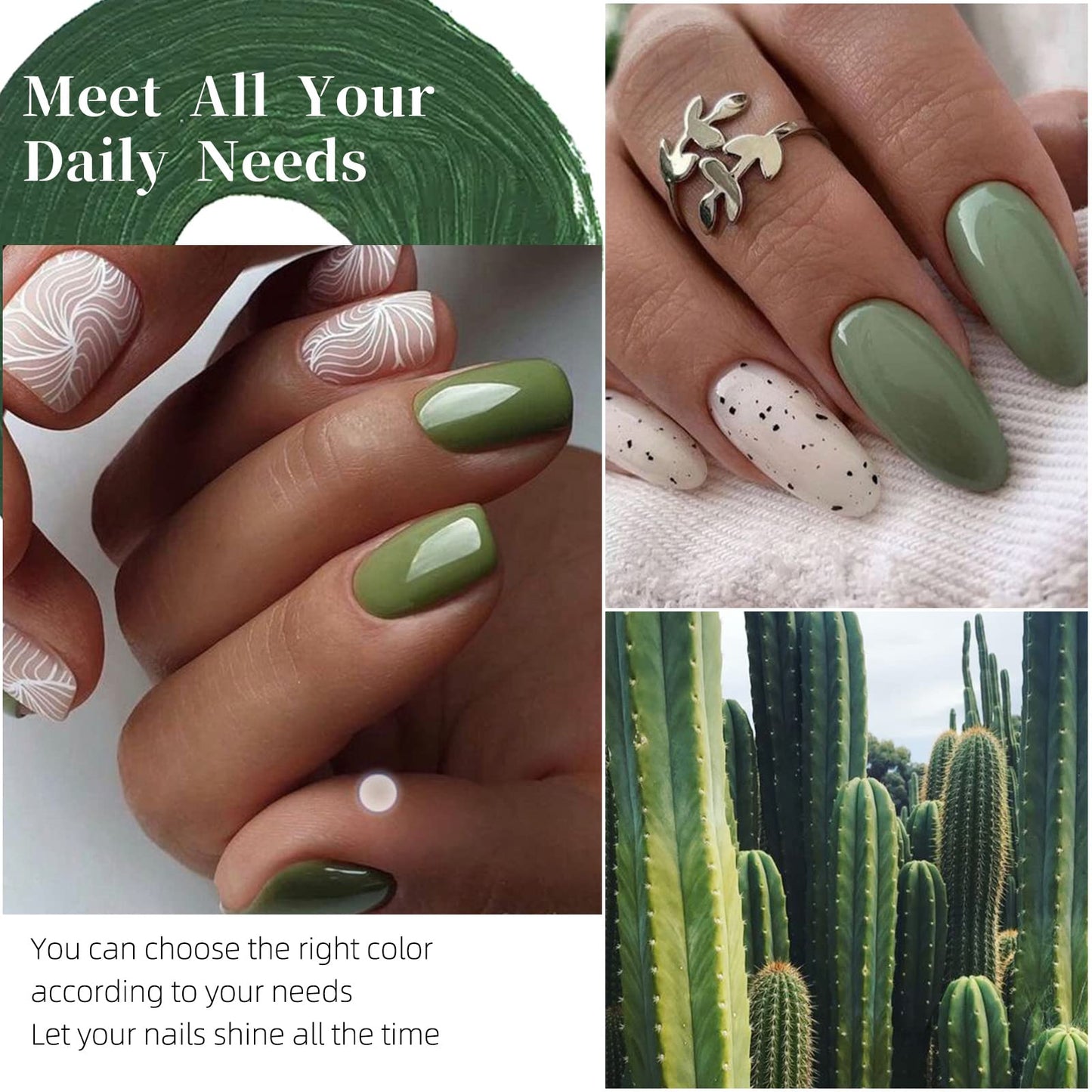 Aokitec 8 Colors Dip Powder Nail Set, Mermaid Lagoon Dark Green Collection Glitter Pastel Dipping Powder Starter Kit French Nail Art Manicure DIY Salon Home Gifts for Women, No Need Nail Lamp Cured
