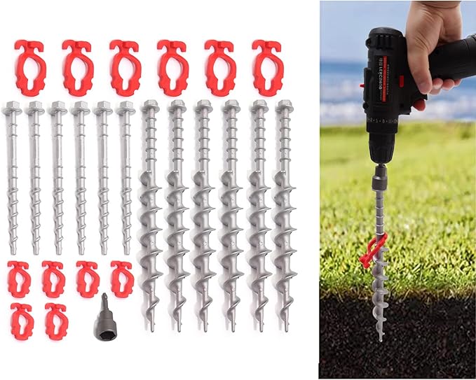 Ground Anchors Non-Rust Cast Aluminum Tent Stakes Heavy Duty Metal Tent Stakes Pegs Ideal for Securing Animals, Tents, Canopies, Sheds, Car Ports, Swing Sets Outdoors