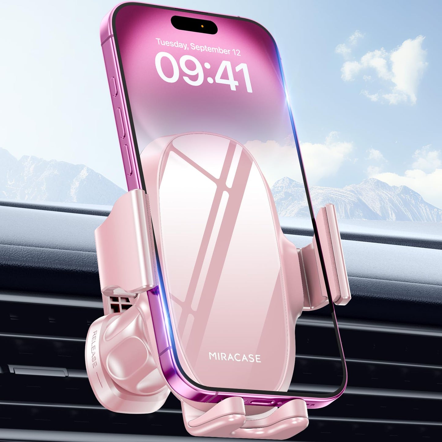 Miracase Upgraded-2nd Generation Universal Phone Holders for Your Car, 3 in 1 Air Vent Car Phone Holder Mount Compatible with iPhone 16/15/14/13/12/11 Series and All Phones