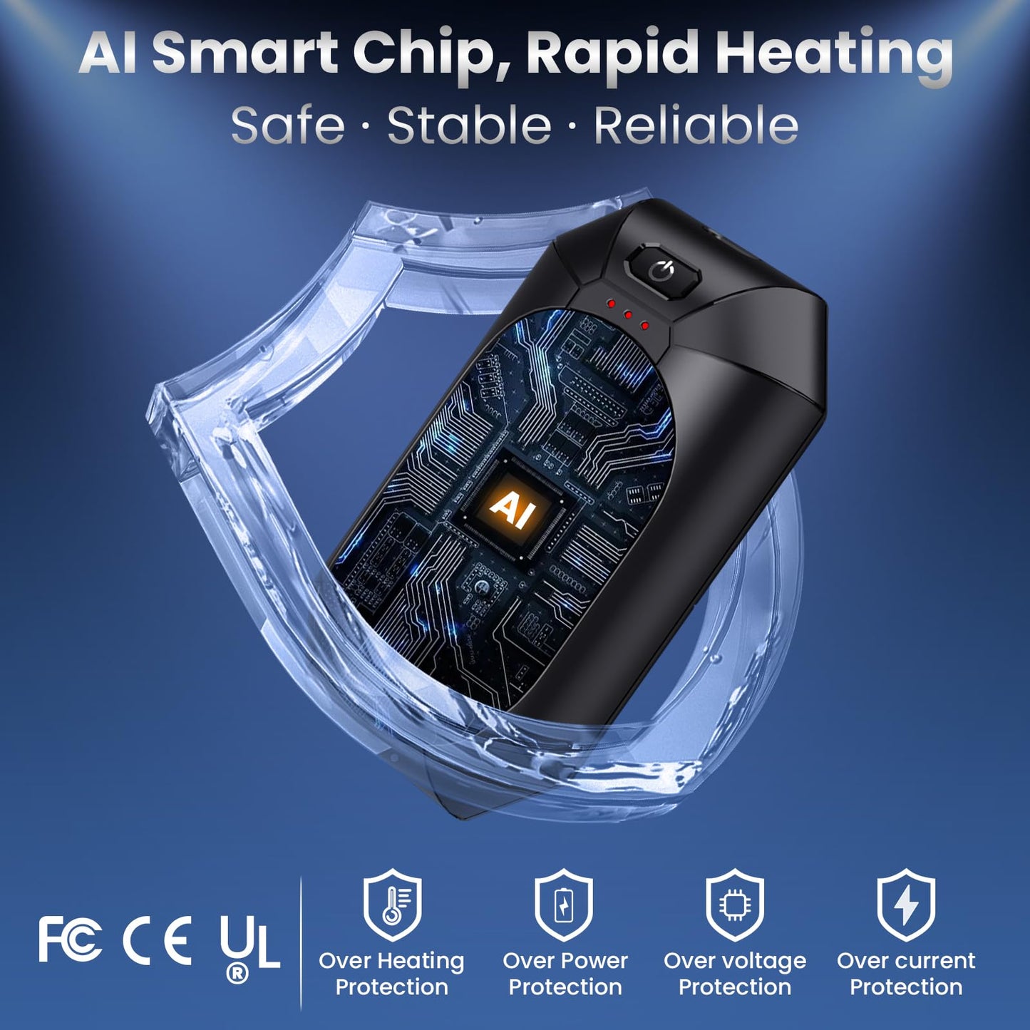 AI Hand Warmers Rechargeable 2 Pack,Portable Electric Hand Warmer Reusable,AI Smart Chip Hand Warmer for Outdoor Golf Hunting Camping Accessories,Warm Winter Gifts for Men Women Kids(Black)