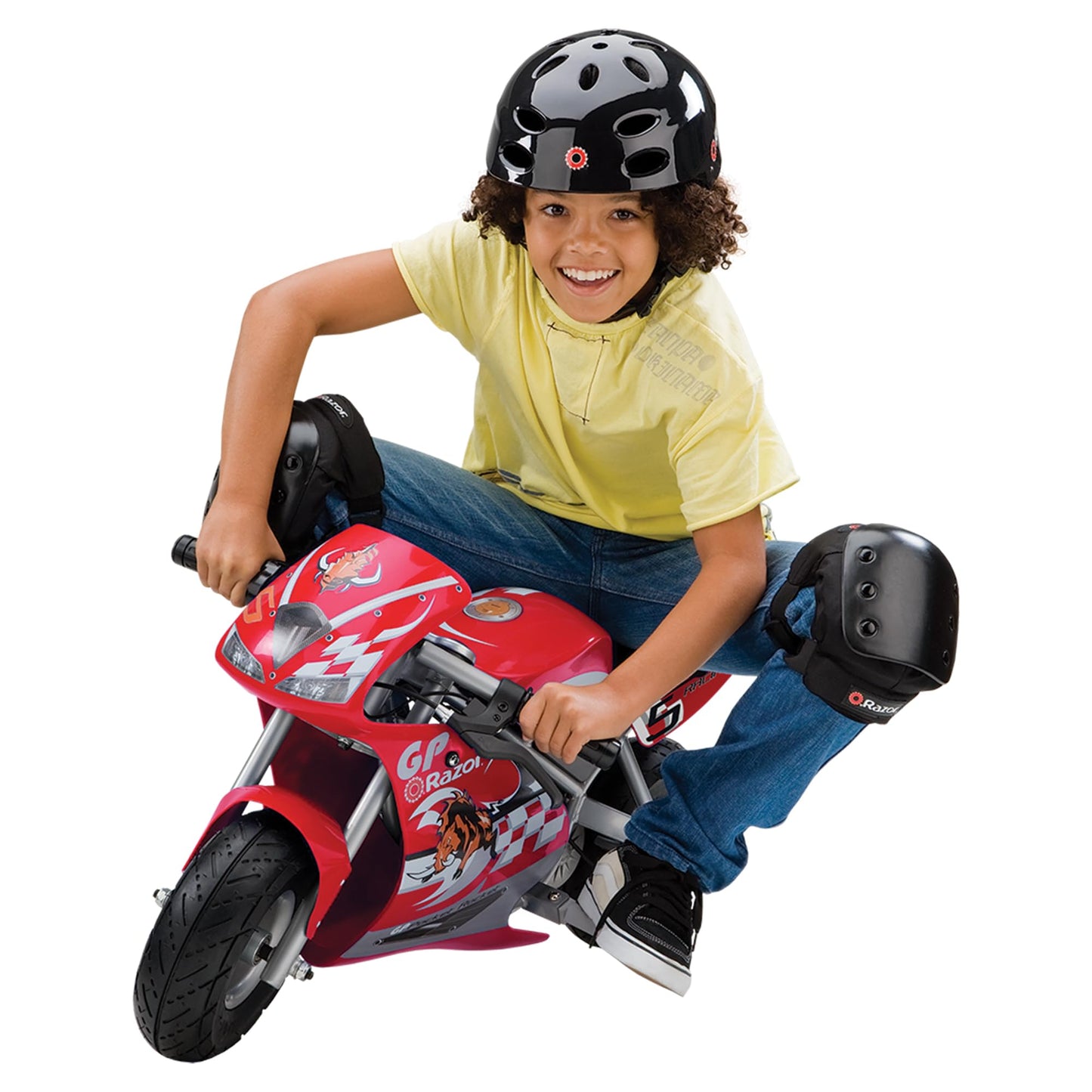 Razor 24V Mini Electric Bike, Single Speed Racing Motorcycle Pocket Rocket with 10 Inch Pneumatic Tires, Speeds up to 15 MPH, Ages 13 and Up, Red