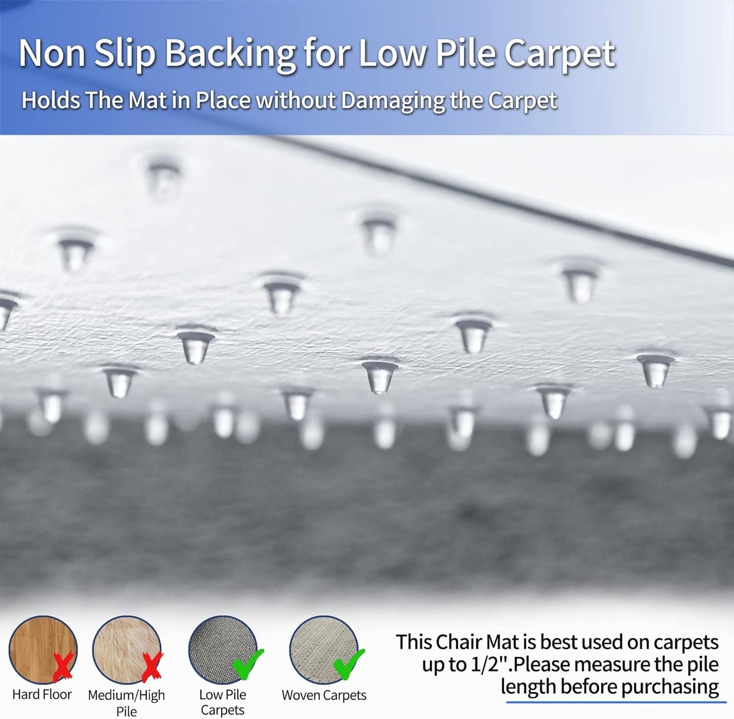 Amyracel Office Chair Mat for Low Pile Carpets, 35” x 55” Computer Chair Mat for Carpet, Clear Desk Chair Mat for Carpeted Floors, Easy Glide Floor Protector for Desk Chair