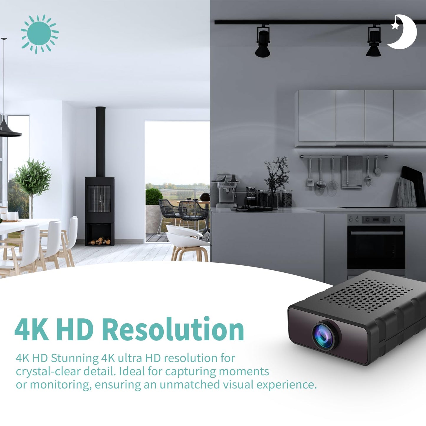 Hidden Camera, Nanny Cam for Home | 2025 4K HD Mini Security Camera, Free Cloud & SD Storage, Works with/Without WiFi for Baby/Pet/Nanny Monitoring