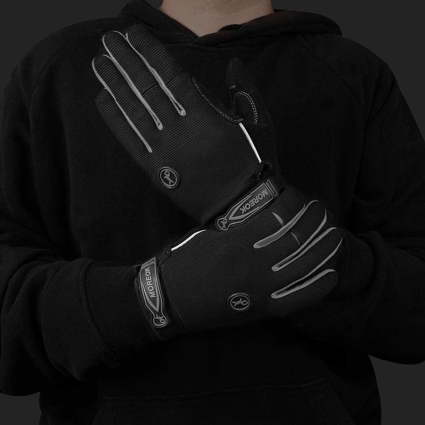 MOREOK Cycling Gloves Bike Gloves for Men/Women-[Breathable Anti-Slip 5MM Gel Pad] Biking Gloves Full Finger Road Bike MTB Bicycle Gloves-122-GRAY-M