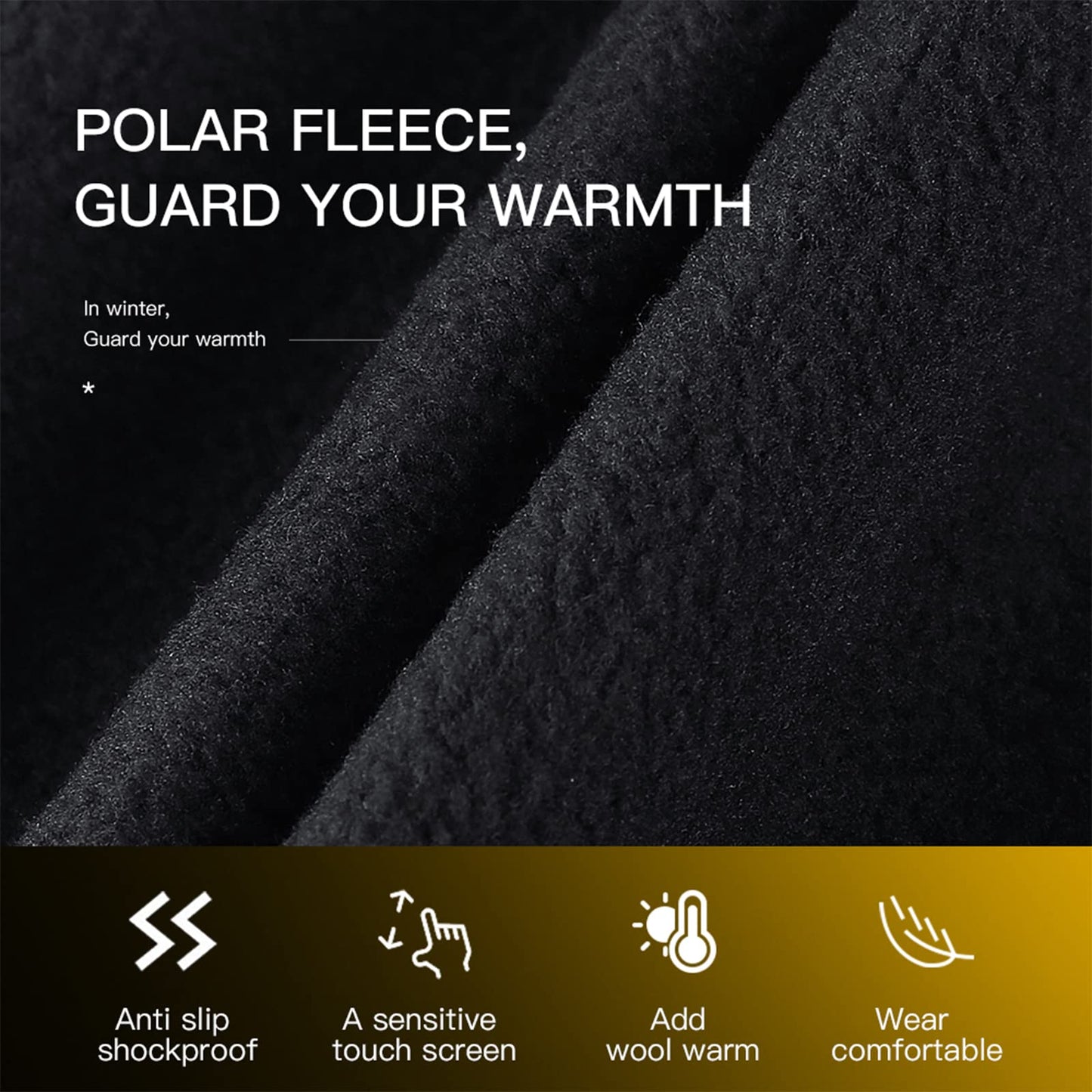 TEMEI Winter Warm Gloves, Thin Windproof Waterproof Thermal Glove, Non-Slip Palm, Flexible Touch Screen Finger Gloves for Men and Women Cold Weather Bike,Motorcycle,Hiking,Snow (Black, X-Large)