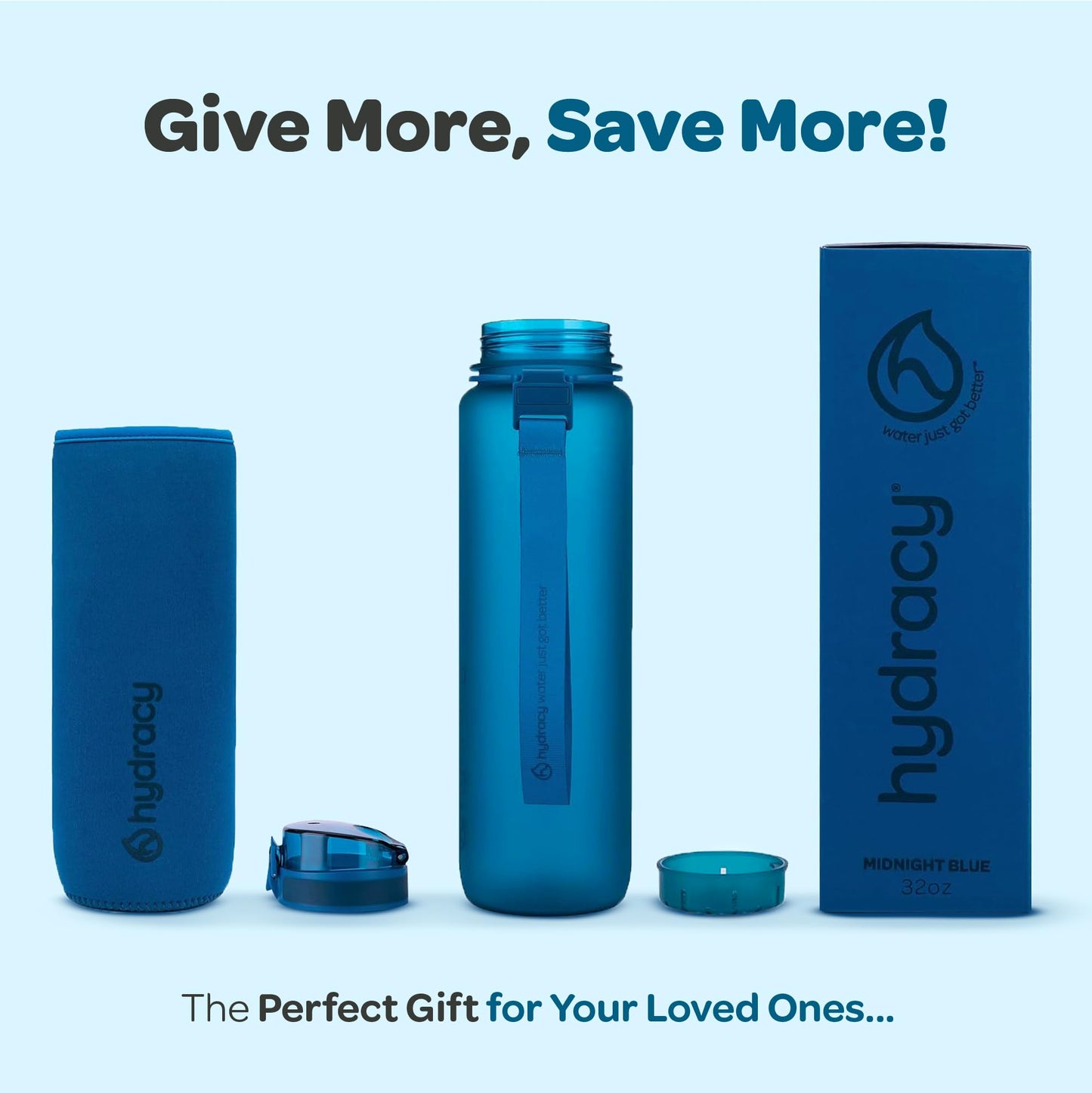 Hydracy Water Bottle with Time Marker -Large 32 oz BPA Free & No Sweat Sleeve -Leak Proof Gym Bottle with Fruit Infuser Strainer & Times to Drink -Ideal Gift for Fitness Sports & Outdoors