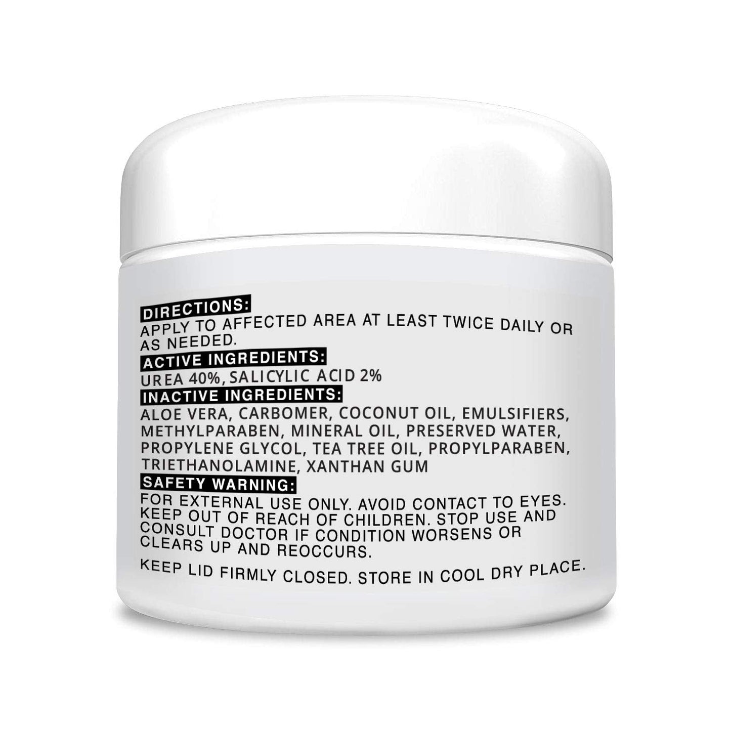 CLEAR Urea Cream 40 Percent Plus 2% Salicylic Acid (4oz) Made in USA | Urea Foot & Hand Cream Softens Cracked Heels & Dry Skin with Tea Tree & Coconut Oil - Callus & Corn Treatment