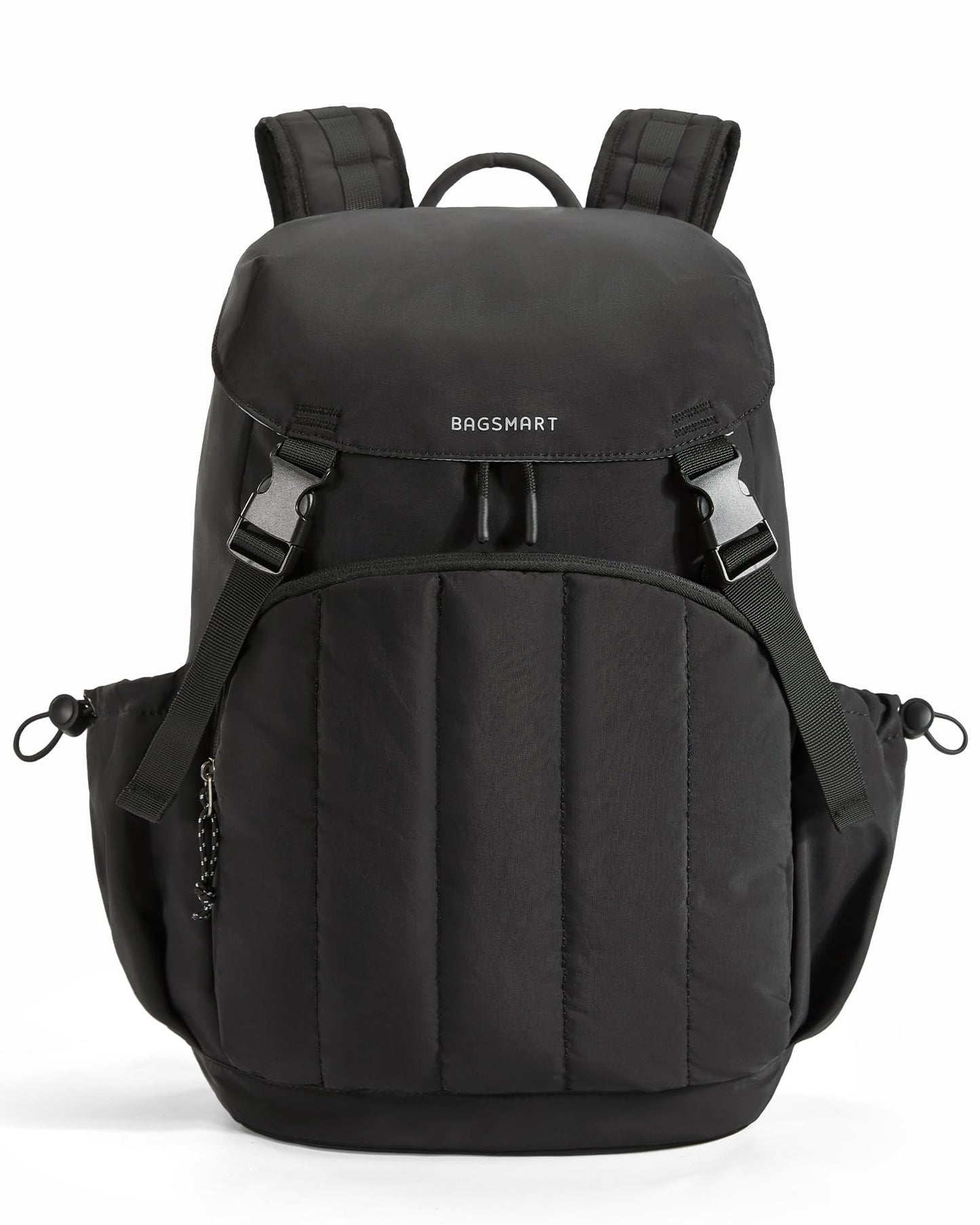 BAGSMART Backpack for Women, Wide Opening Travel Backpack, College Backpack for 15.6 Inch, Water-Resistant Quilted Daypack Lightweight Bookbag, Black