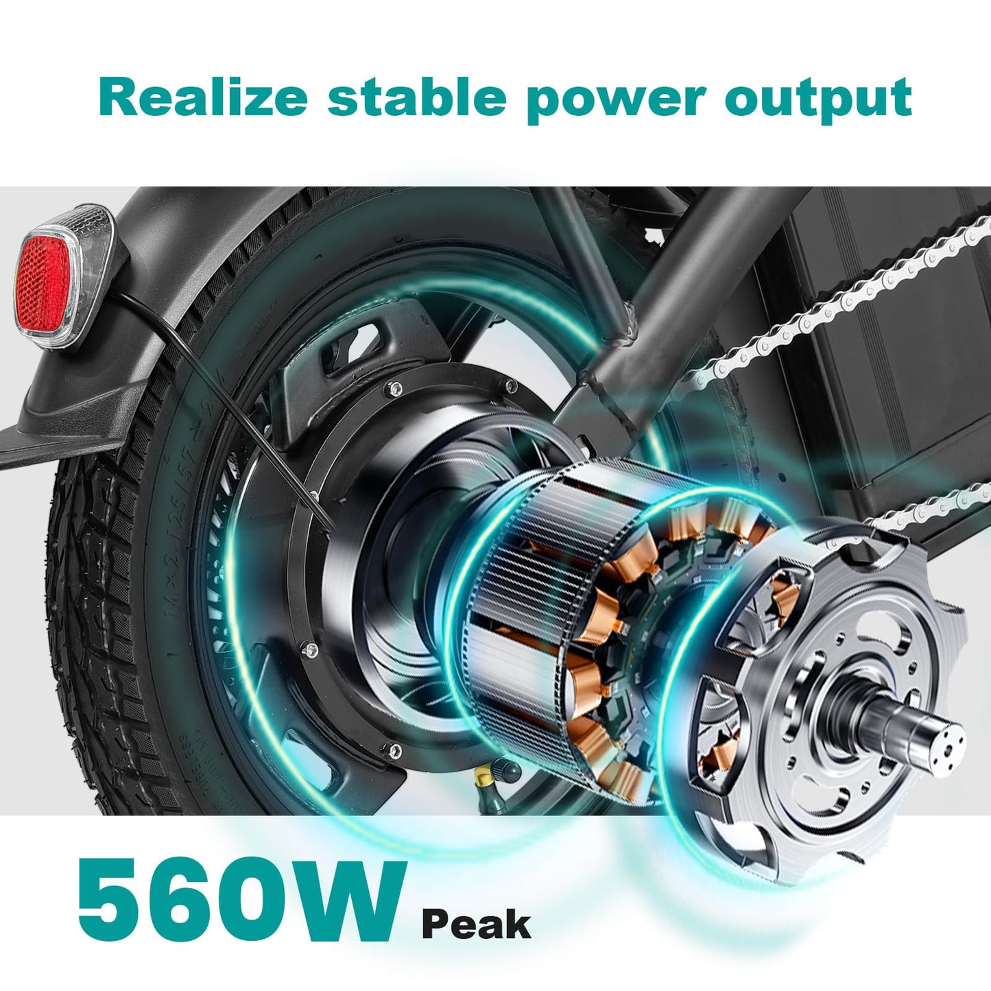 Electric Bike for Adults Teens, Commuter City Folding ebike with 560W Motor and 48V Battery, 24MPH 3-Level Pedals Assist, Dual Disc Brakes,14" Compact Foldable Electric Bicycle with UL 2849 Certified
