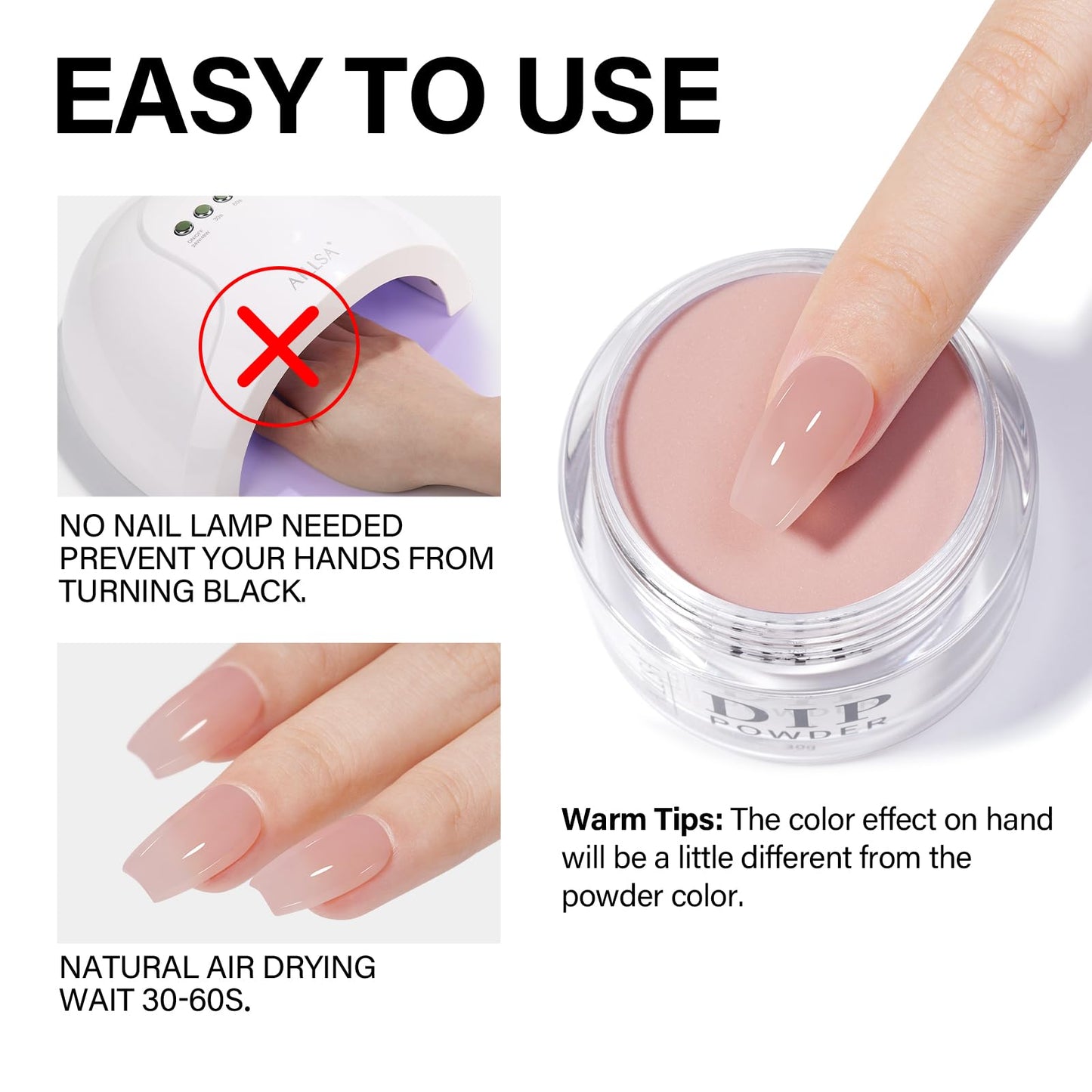 AILLSA Salmon Pink Dip Powder Nail Dipping Powder Jelly Nude Translucent DIY Manicure Salon at Home Easy to Use for Valentine's Day Gift (1 Oz)
