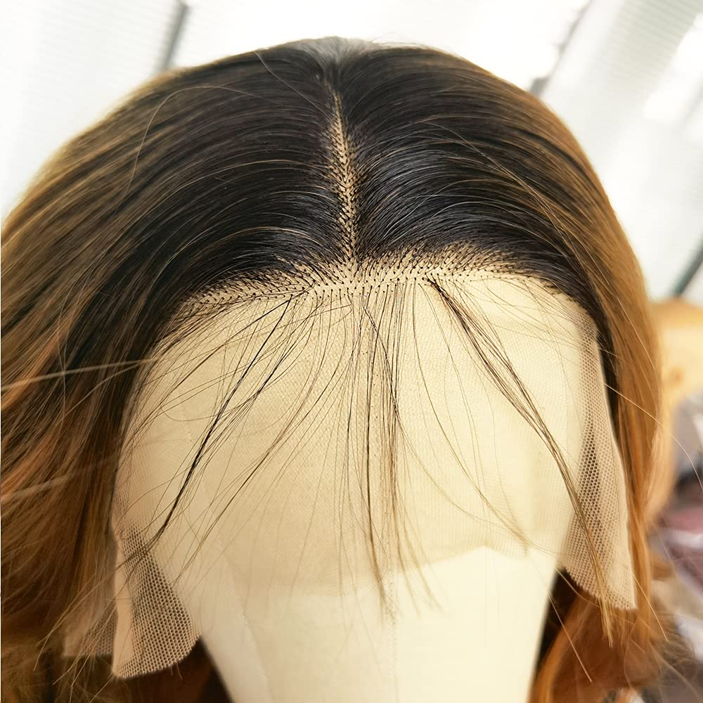 ANDRIA lace front wigs Honey Blonde Glueless Lace Wig Long Loose Wave Synthetic Heat Resistant Fiber Wig With Baby Hair Long Wavy Colorful Ombre blonde brown Colored lace front wig for Black Women