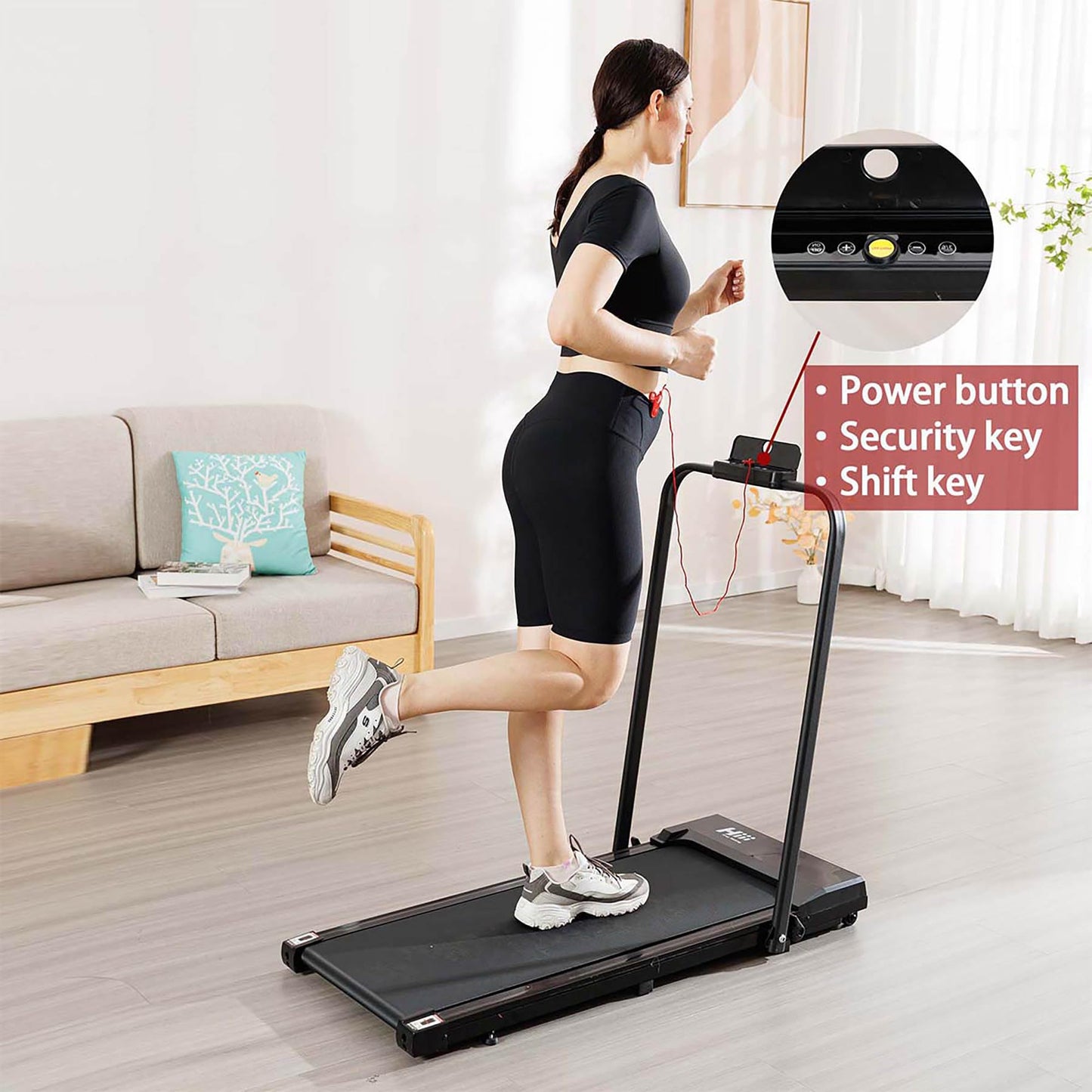 Walking Pad Treadmill with Handle Bar - Foldable Portable Treadmills for Home, 240 lbs Capacity, Low Noise & Space Saving Design, Fitness Equipment for Small Spaces, Black