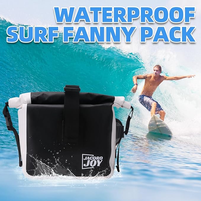 Waterproof Dry Bag with Adjustable Waist Strap Large Capacity Waterproof Waist Bag for Kayaking Boating Fishing Cycling (Black)