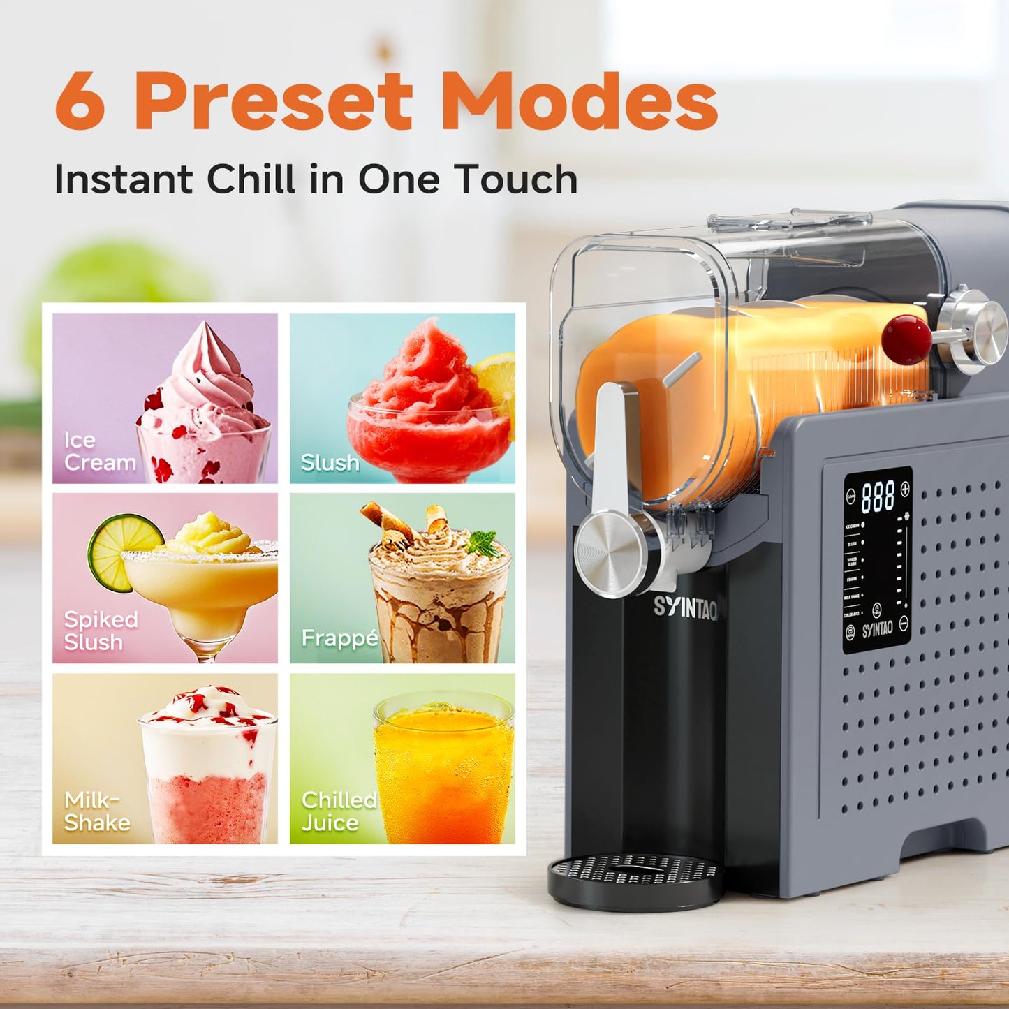 SYINTAO Slushie Machine for Home, Soft Serve Ice Cream Machine, 88oz Slushy Machine with 6 Preset Programs, Frozen Drink Maker for slush, Margaritas, Smoothie, Frappés, Milkshakes, and More