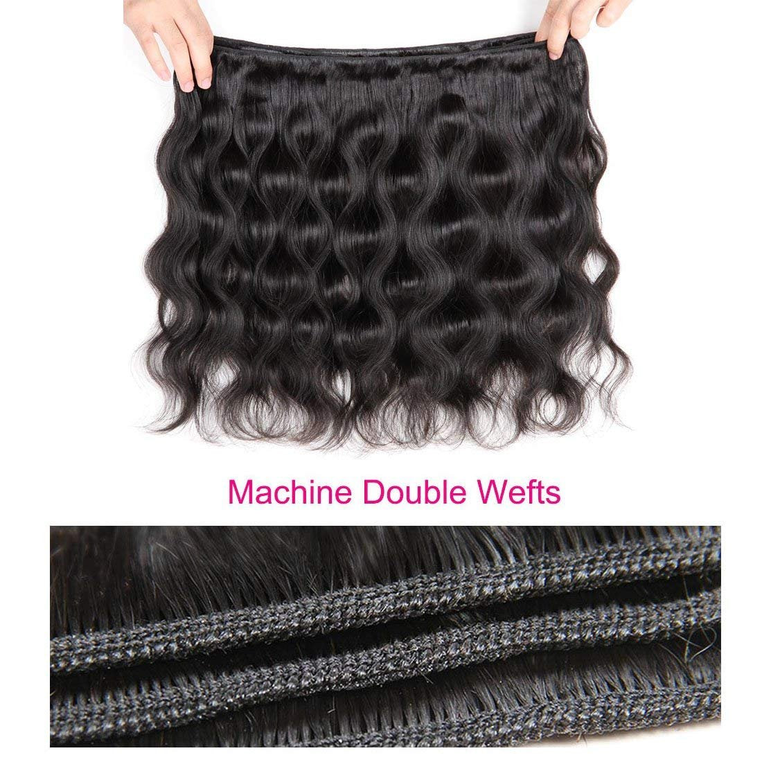 ANNELBEL Brazilian Hair 4 Bundles Body Wave 8A Virgin Unprocessed Human Hair Bundles Remy Human Hair Extensions Weave - Wavy Hair, Double Weft, Natural Black, (10", 50g)/Bundle