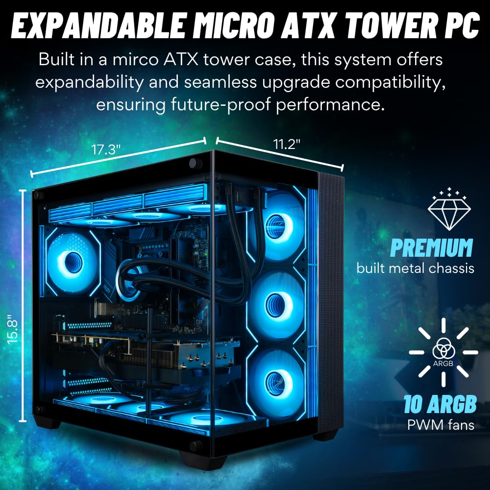 Panorama XL RTX 5090 Gaming Desktop PC - AMD Ryzen 9 9950X3D, 192GB DDR5 RAM, 4TB NVMe 990 Pro Gen4 SSD, 10TB HDD, WiFi 6E + BT, HDMI, Windows 11 Pro - Best 2025 RGB Prebuilt Tower Computer for Gamers