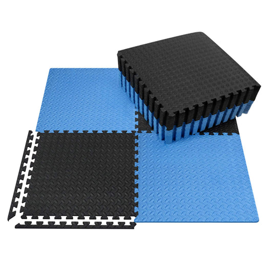 innhom Gym Flooring Gym Mats Exercise Mat for Floor Workout Mat Foam Floor Tiles for Home Gym Equipment Garage, 12 Black and 12 Blue