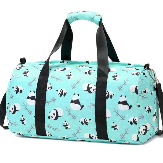 Octsky Sports Gym Bag Teens Dance Bag Gymnastics Bag Panda Weekender Bag with Shoe Compartment and Wet Pocket