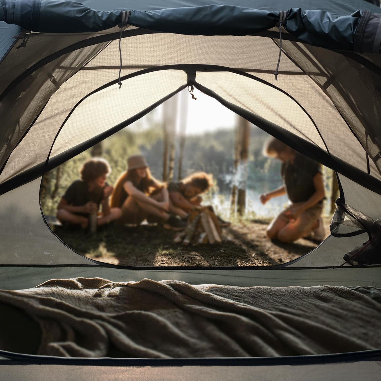 Backpacking Tent for Camping 2/3/4 Person Hiking Ultralight Tent for Waterproof Windproof Outdoor Two Doors Tents Easy Quick Setup Lightweight Tent Instant Tent (Blue, 2 Person)