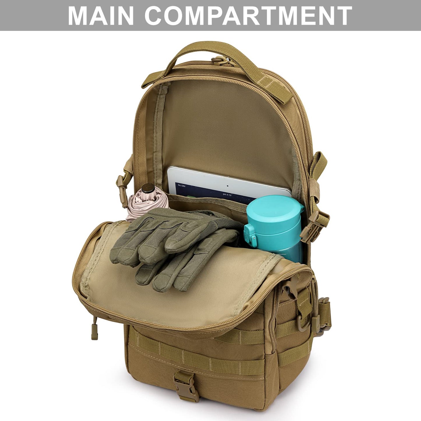 G4Free EDC Bag Tactical Sling Bag Backpack Molle Chest Shoulder Assault Pack Rectangular Outdoor Daypack(Khaki)