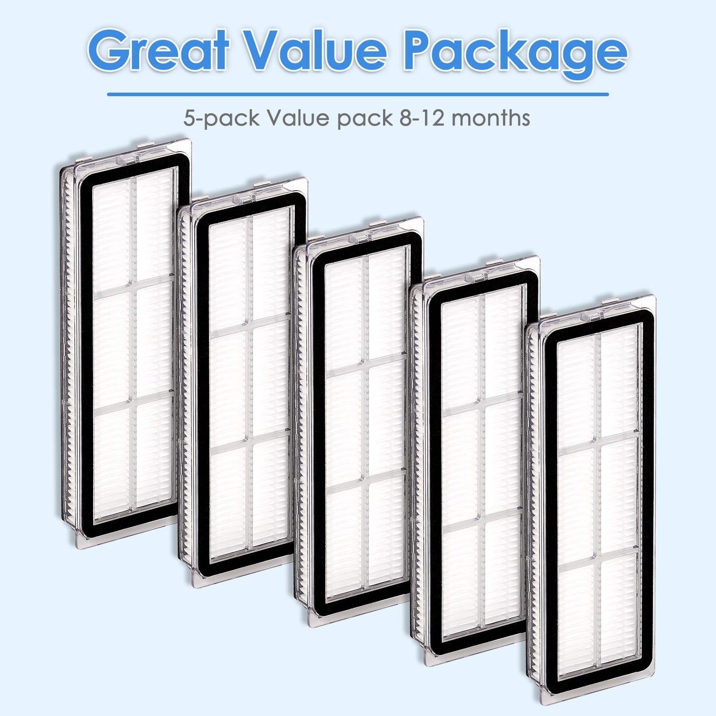 (5 Pieces) L10s Ultra Filter Compatible with Dreametech L10s Ultra, L10s Pro, L10 Ultra, Z10 Pro, S10, S10 PRO, S10 PLUS, B101CN, W10, X10+, L10+ plus, Z10 pro, Robot Vacuum Cleaner Accessories