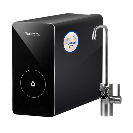 Waterdrop D6 Reverse Osmosis Water Filter, 600 GPD Under Sink Reverse Osmosis System, Reduce PFAS, 2:1 Pure to Drain, Tankless RO Water Filter System, Smart LED Faucet, Easy Installation