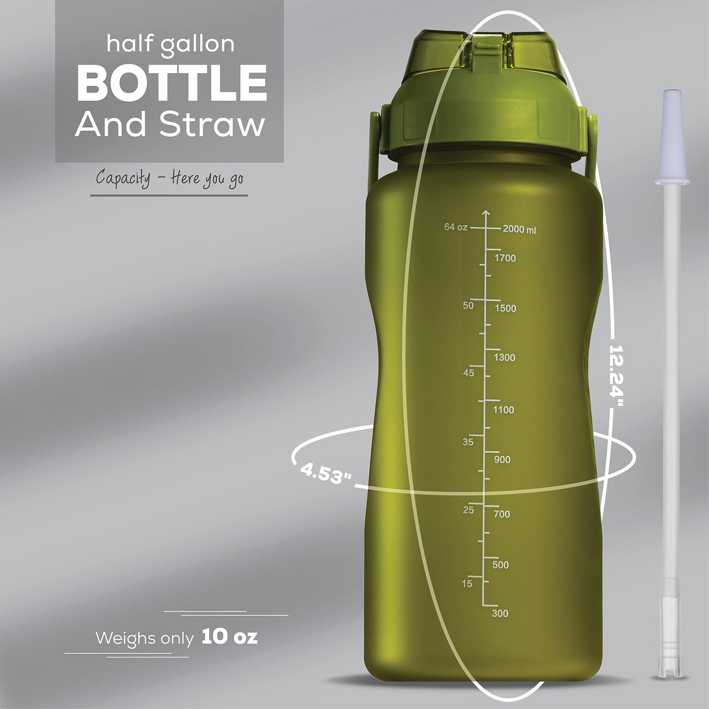 YOU GOT THIS LIVING Motivational Water Bottle with Time Marker,Half Gallon Water bottle with Straw 64 oz/2.2L Gym Water Bottle, Achieve All-Day Hydration SpillProof, BPA FREE