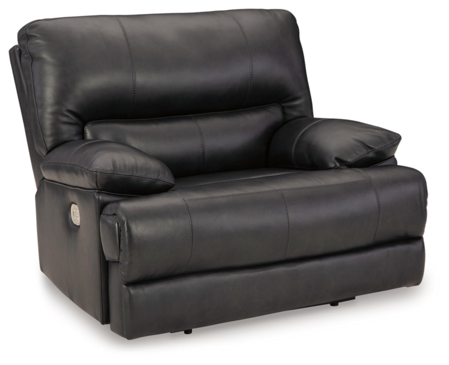 Signature Design by Ashley Mountainous Modern Leather Match Wall Hugger Power Recliner with Adjustable Headrest and USB Ports, Black