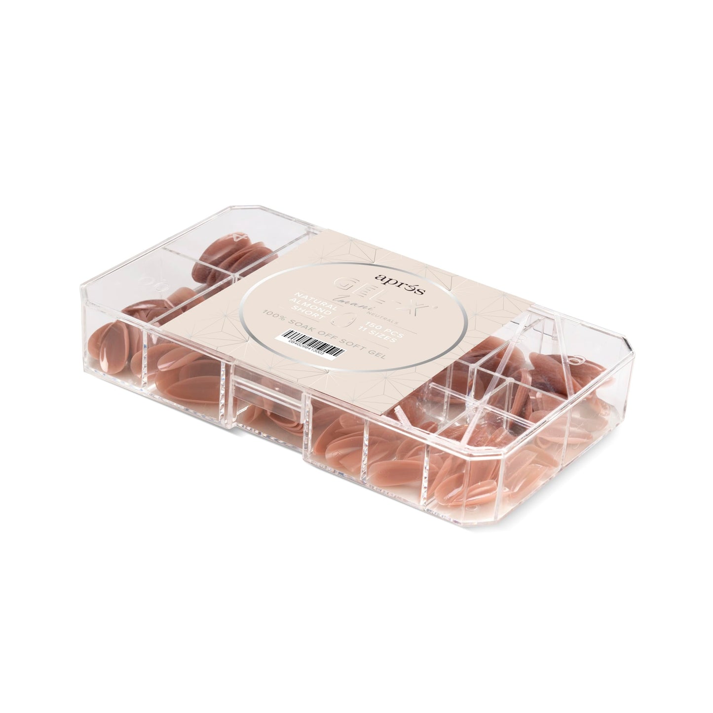 Apres Neutrals Gel-X Imani Box Of Nail Tips, 11 Sizes 00-9, Soft Gel Tip Box (150pcs) (Natural Almond Short, 150)