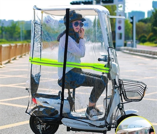 Electric Bike Cover Waterproof Canopy Umbrella for Mobility Scooters & Battery Cars - Universal Outdoor Sunshade for Electric Motorcycles (Size A)