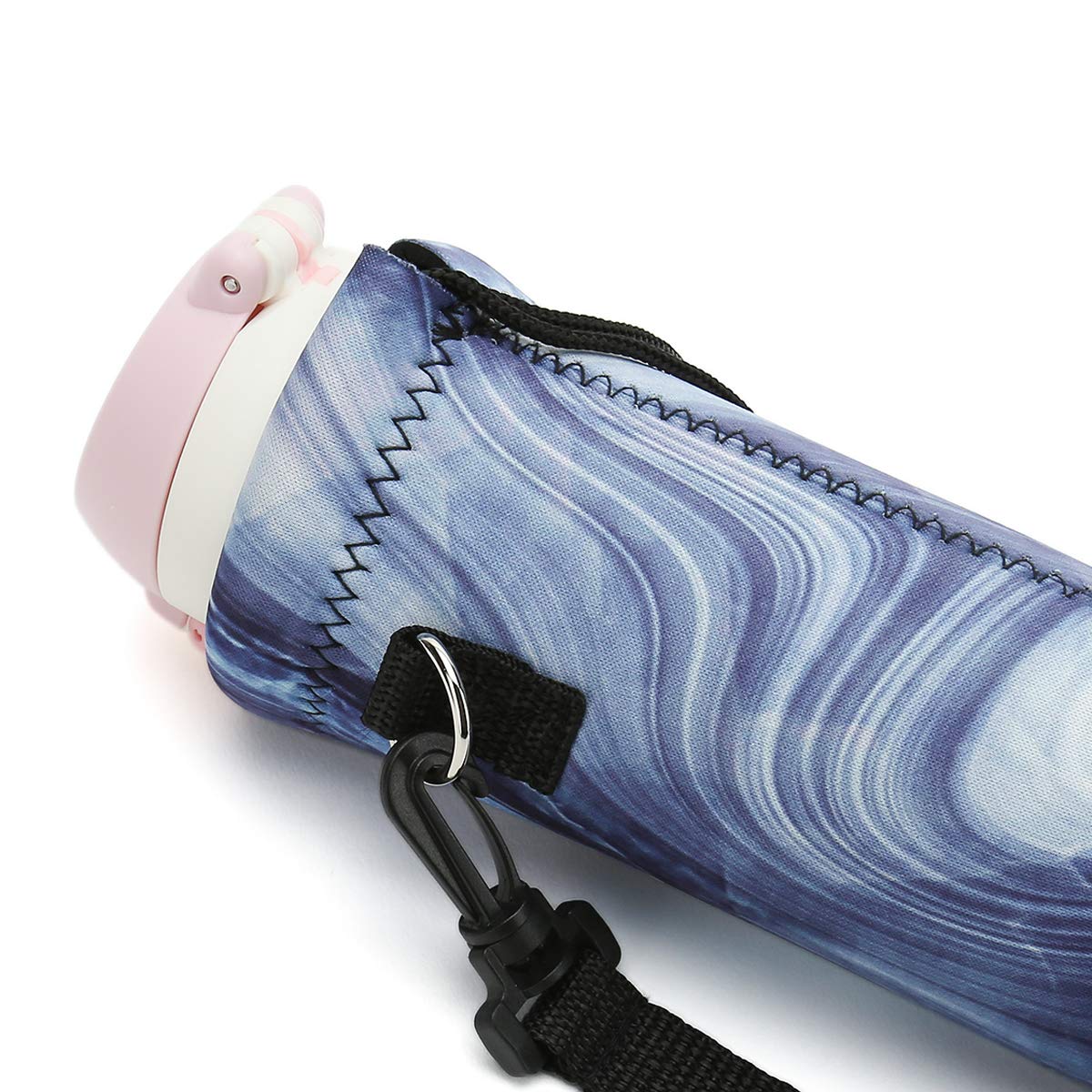 RICHEN Neoprene Water Bottle Carrier Bag with Adjustable Shoulder Strap,Insulated Water Bottle Cover for 500ml/16oz Stainless Steel/Glass/Plastic Bottles (Blue Marble,500ML)