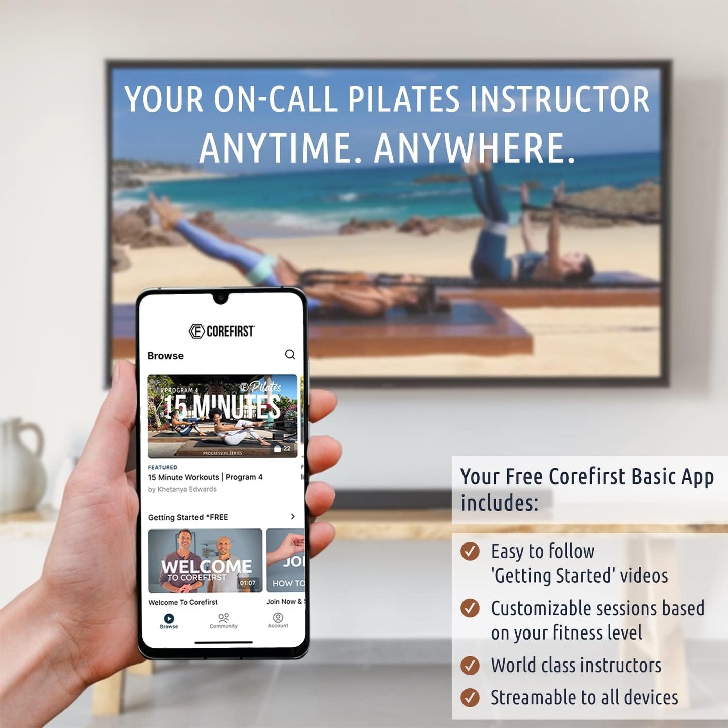 CoreFirst Premium Resistance Pilates Bands, Exercise, Home Gym Workouts – Unleash The Strong, Confident, and Bold Within You!