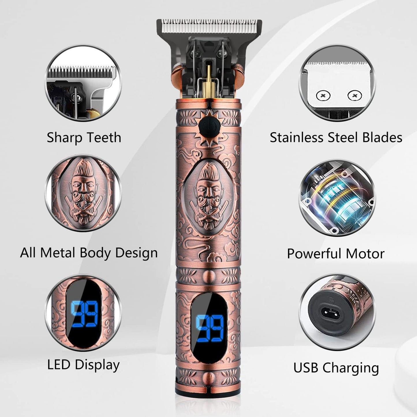 AMULISS Professional Hair Trimmer Mens Hair Clippers Zero Gapped Cordless Hair Trimmer Professional Haircut & Grooming Kit for Men Rechargeable LED Display