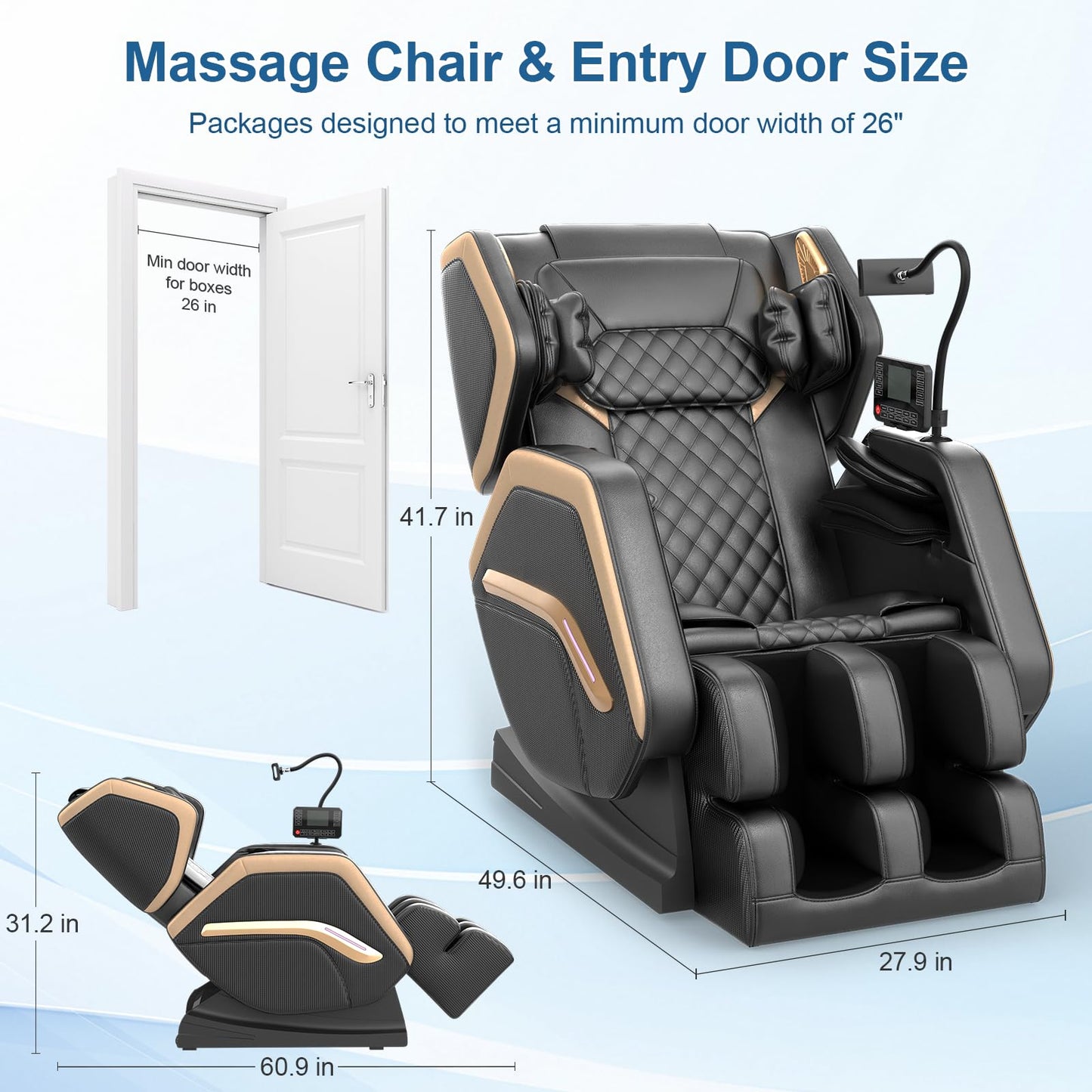 NAGLIFOR Massage Chair Full Body, Zero Gravity Massage Chair 2025 for Back Fatigue with 10 Fixed Rollers, Airbags, Phone Controller, Heating, Bluetooth Speaker, Nightlights for Living Room, Bedroom