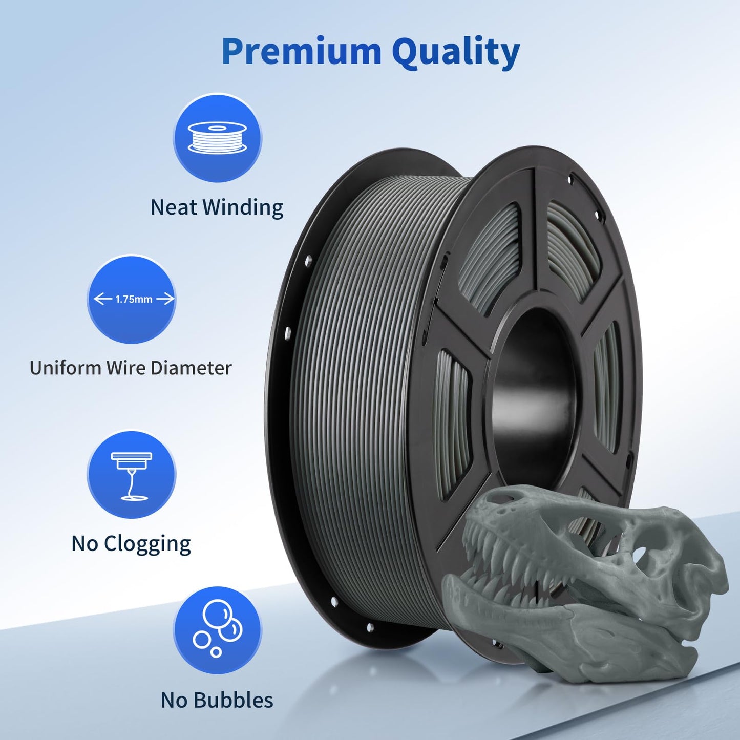 ANYCUBIC PLA 3D Printer Filament, 3D Printing PLA Filament 1.75mm Dimensional Accuracy +/- 0.02mm, 1KG Spool (2.2 lbs), Texture Grey