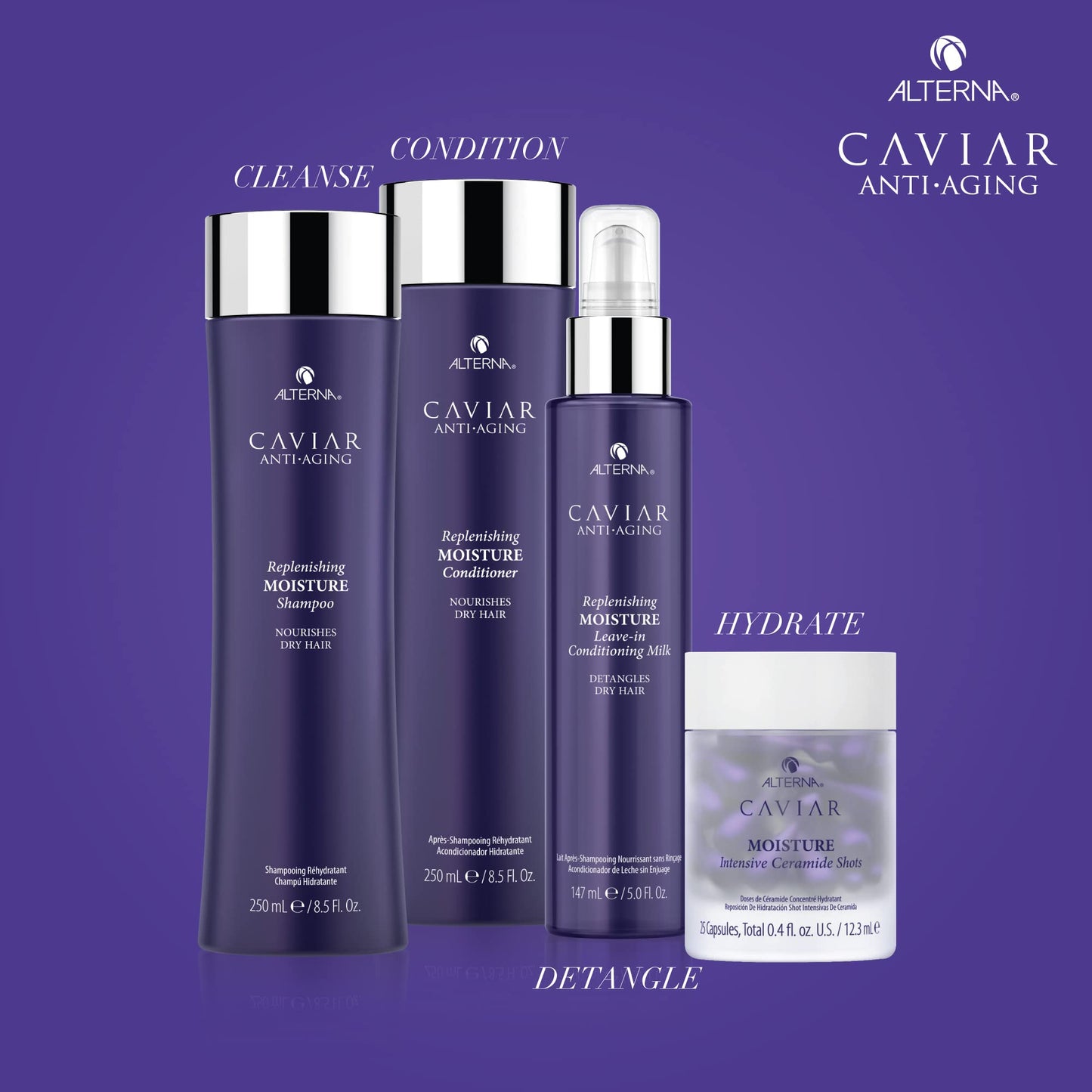 Alterna Haircare CAVIAR Anti-Aging Replenishing Moisture Shampoo and Conditioner Jumbo Set, 16.5oz each | Protects, Restores and Hydrates | Sulfate Free