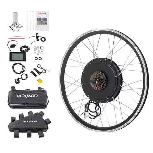PEXMOR Electric Bike Conversion Kit, 48V 1200W E-Bike Conversion Kit, 26" Rear Wheel Ebike Hub Motor Kit Upgrade 3 Mode Controller w/PAS/LCD Display/Twist Throttle Electric Bicycle Ebike Kit