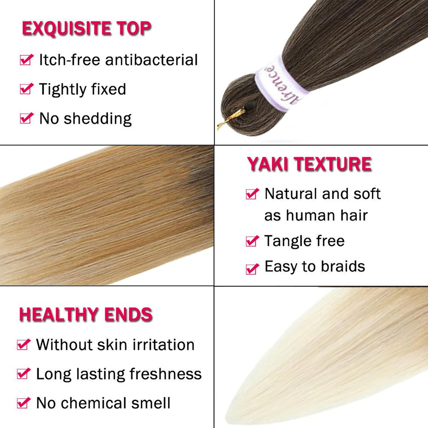 Alrence Pre Stretched Braiding Hair Long Braid 18 Inch 8 Packs Professional Braiding Hair Extensions Synthetic Crochet Twist Braids (18 Inch, 4/27/613)