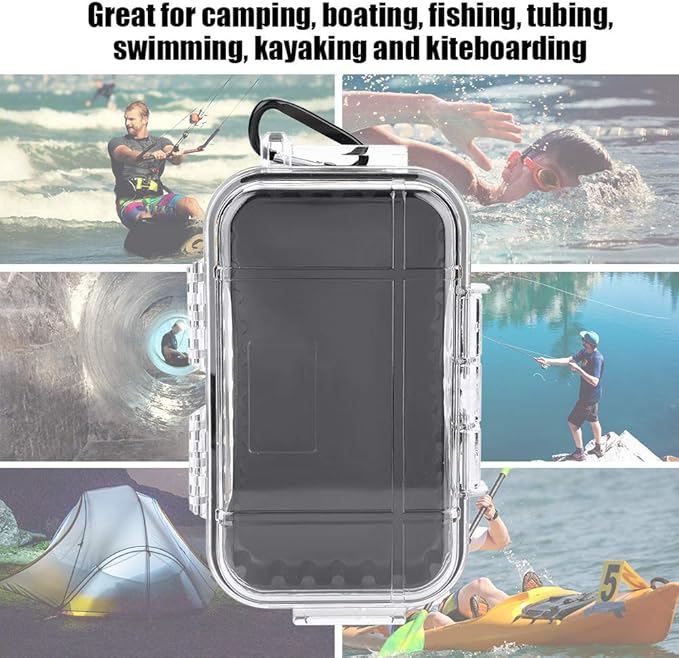 Small Waterproof Storage Case Shockproof Airtight Survival Box Storage Container Case Portable Airtight Carry Box Black Dry Storage Box