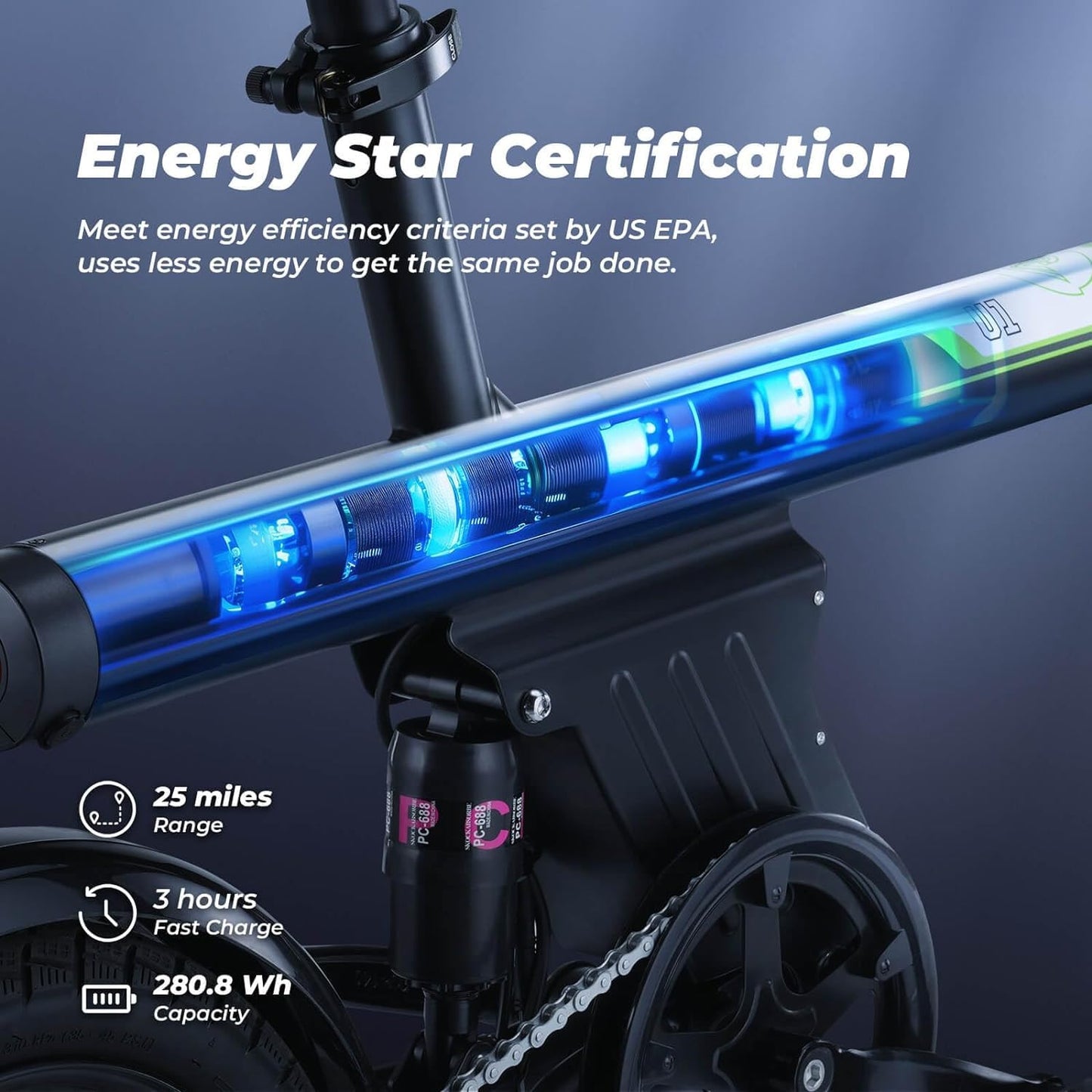 isinwheel U1 Electric Bike for Adults 500W Motor, 20 mph Folding Ebike