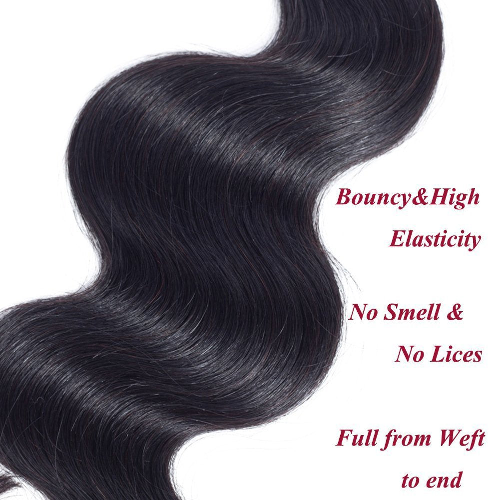 Amella Hair 100% Unprocessed Brazilian Body Wave One Bundle 22inch 8A Brazilian Virgin Hair Weave Human Hair Bundles Body Wave Natural Black Color 90-95g/bundle