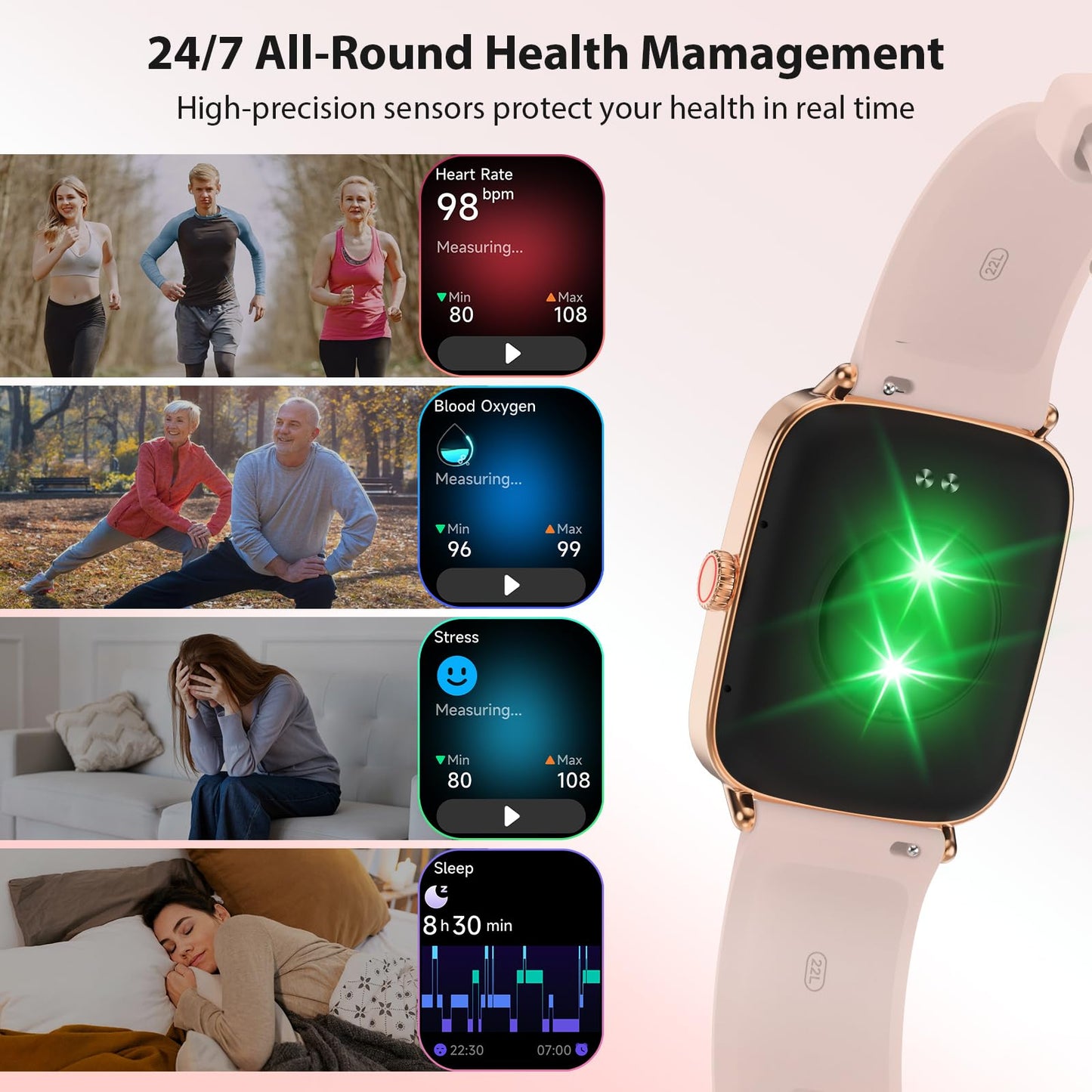 Smart Watch for Women, 2025 New Smartwatch (Answer/Make Call) for iPhone/Android, 1.85" HD Dynamic Dial Fitness Tracker with 110+ Sport Modes, Sleep/Health Monitor, IP68 Waterproof, with 2 Bands
