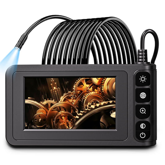 SKYBASIC Industrial Endoscope Borescope Camera with Light, 4.3'' LCD Screen HD Digital Snake Handheld Waterproof Sewer Inspection Camera with 8 LED Lights, 16.5FT Semi-Rigid Cable